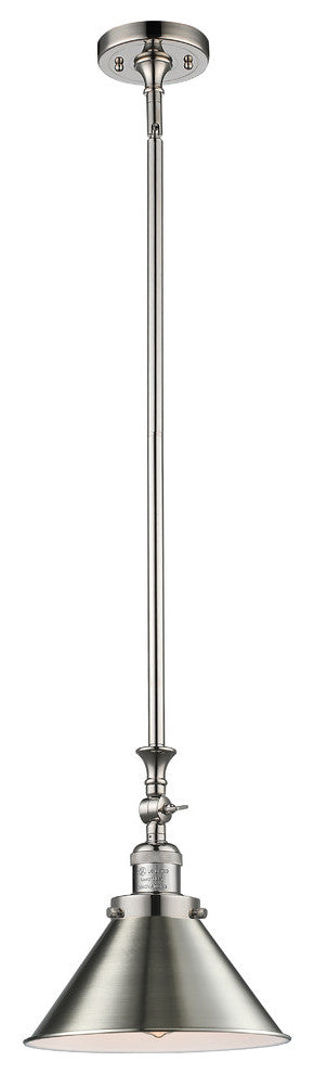 1-Light Briarcliff 10" Mini Pendant, Polished Nickel