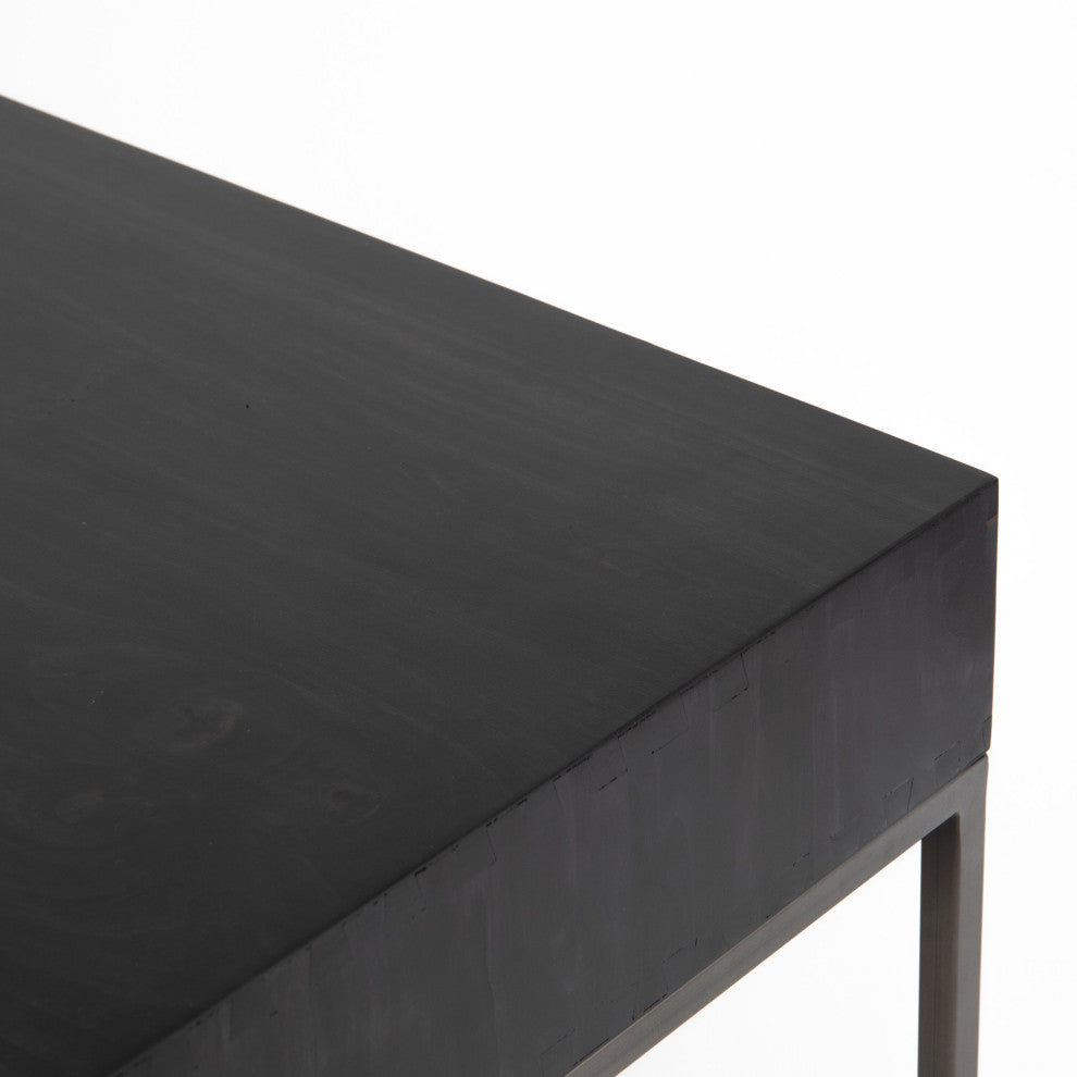 Trey Desk System With Filing Cabinet Black Wash, Natural Iron, Toffee Leather