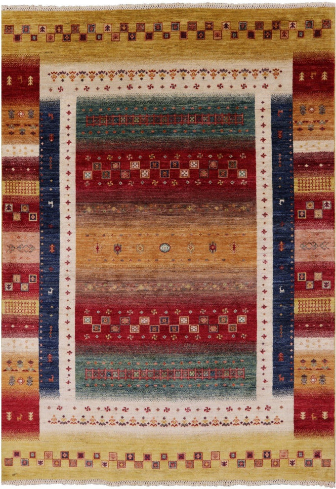Hand Knotted Persian Gabbeh Tribal Rug 5' 6" X 7' 10" Q7305