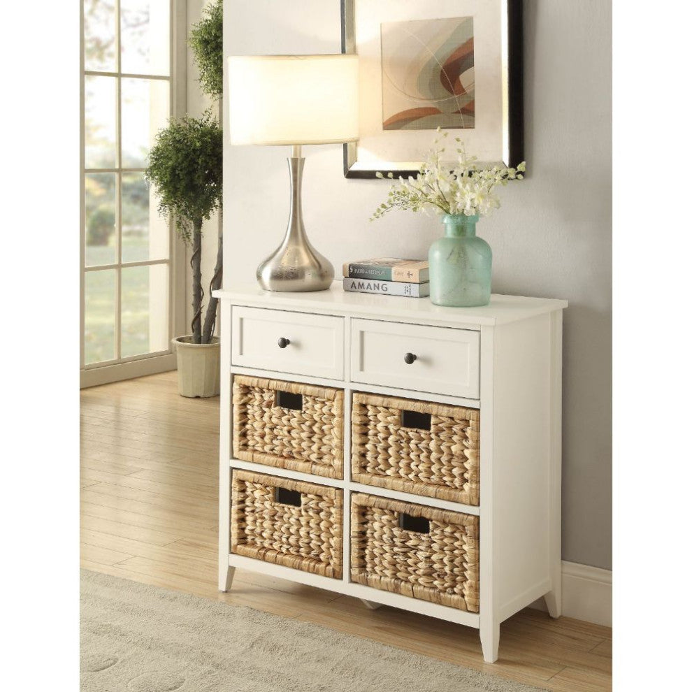 Acme Flavius Console Table With Drawers White Finish