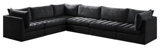 Jacob Velvet Upholstered 6-Piece L-Shaped Modular Sectional, Black