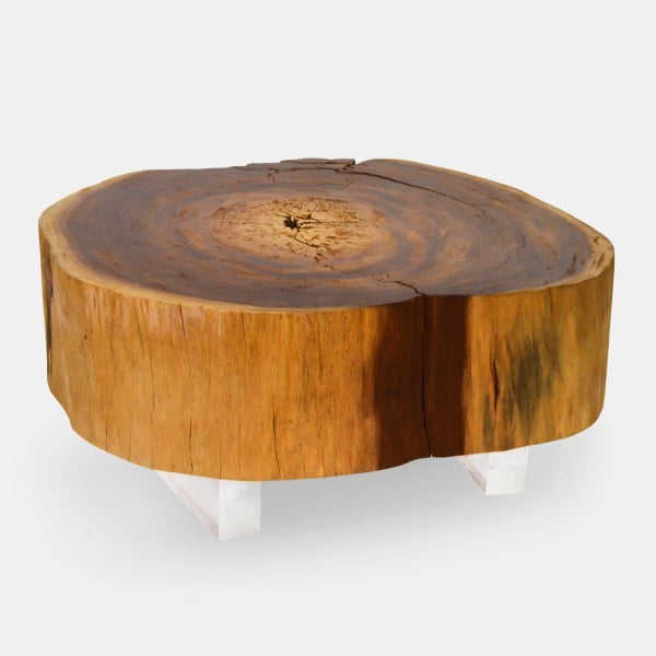 Vinhatico Small Crosscut Coffee Table and Acrylic Legs