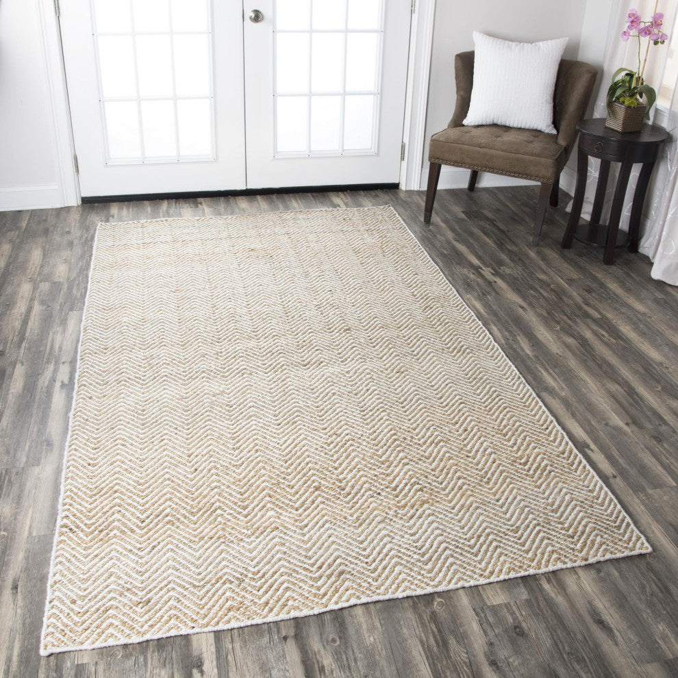 Rizzy Home Ellington EG9035 Natual Chevron Area Rug, Rectangular 3'x5'