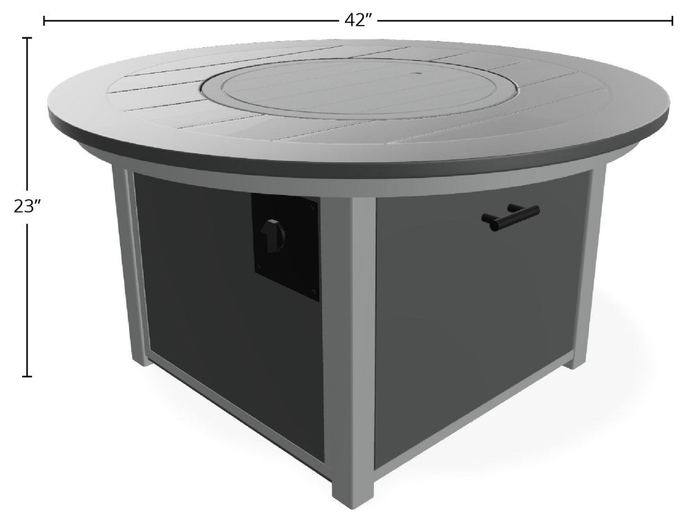 42" Marine Grade Fire Table with Propane Shelf, Graphite/Graphite