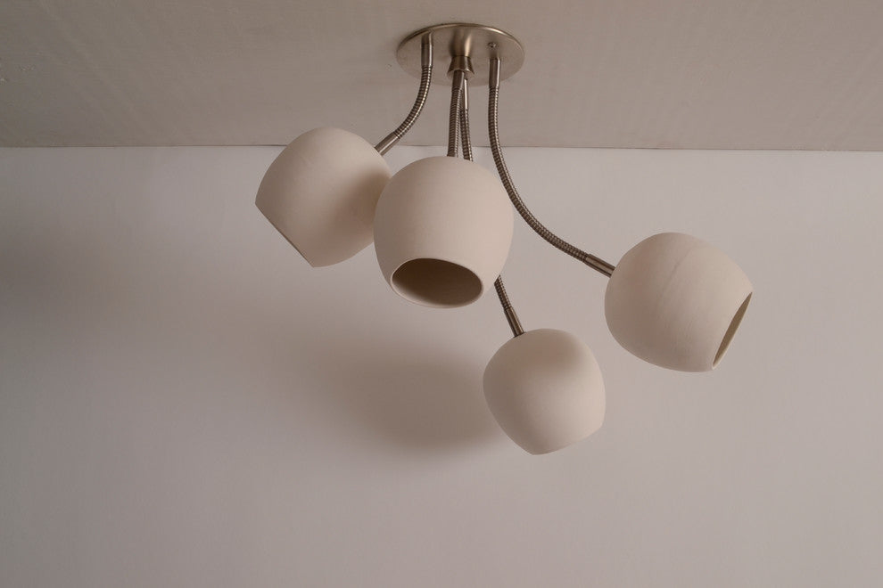LED Bouquet: Ceiling Light with Four Ceramic Shades, White