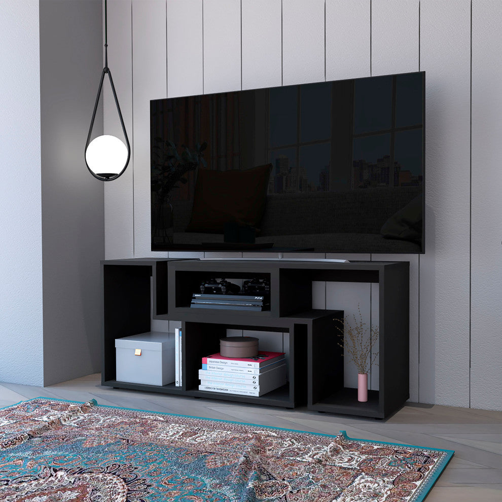 Harmony Extendable TV Stand with Multiple Shelves, Black