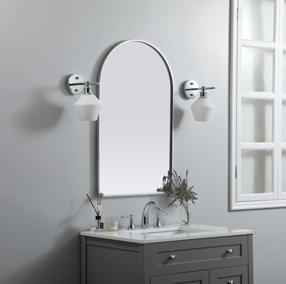 Metal Frame Arch Mirror 22X36 Inch, Silver