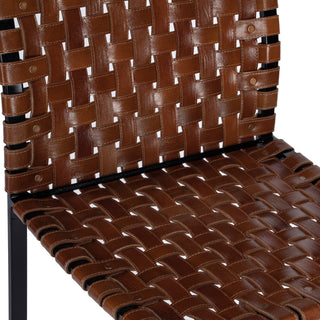 Urban Woven Genuine Leather Rectangular  28" Barstool, Brown