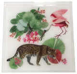 Leopard Walk Colorful 18"x18" Acrylic Tray
