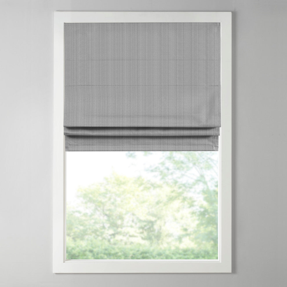 Madison Park Galen Basketweave Roman Shade, Grey, 33"