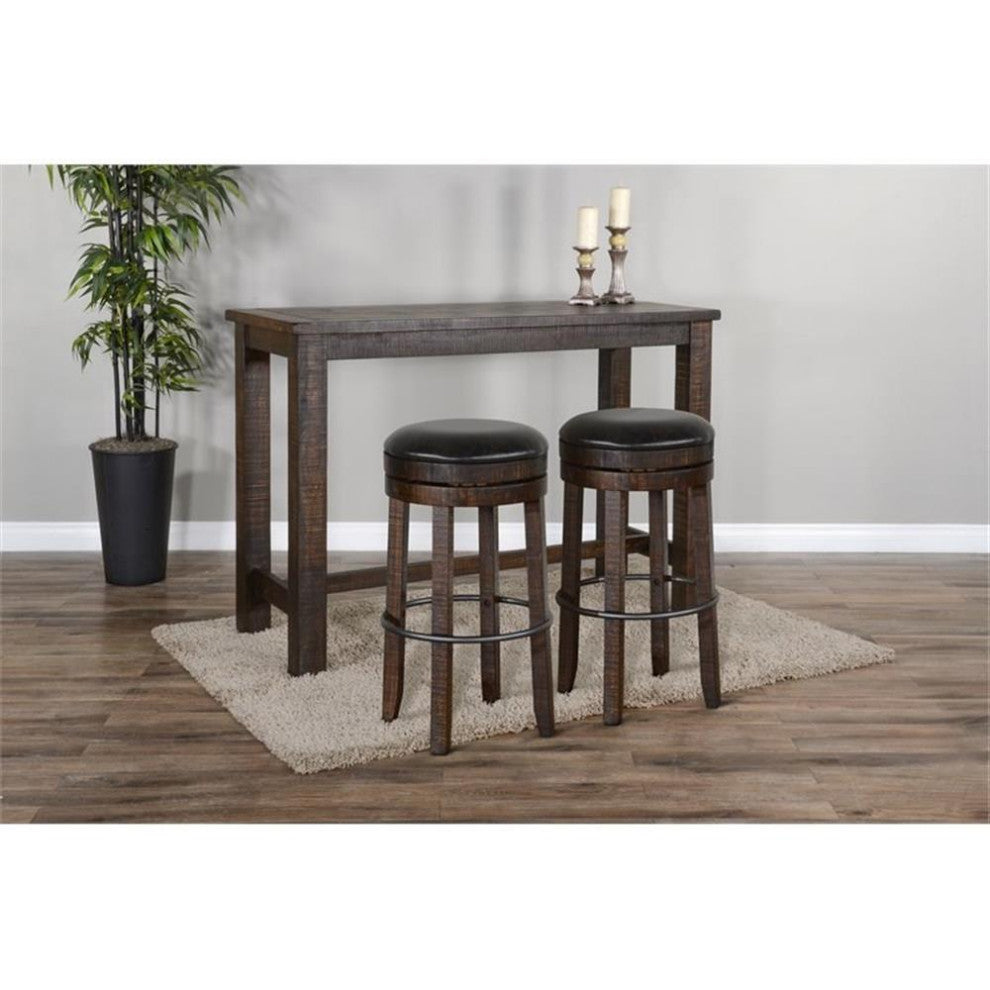 Home Square 30" Wood Backless Swivel Barstool in Tobacco Leaf - Set of 3