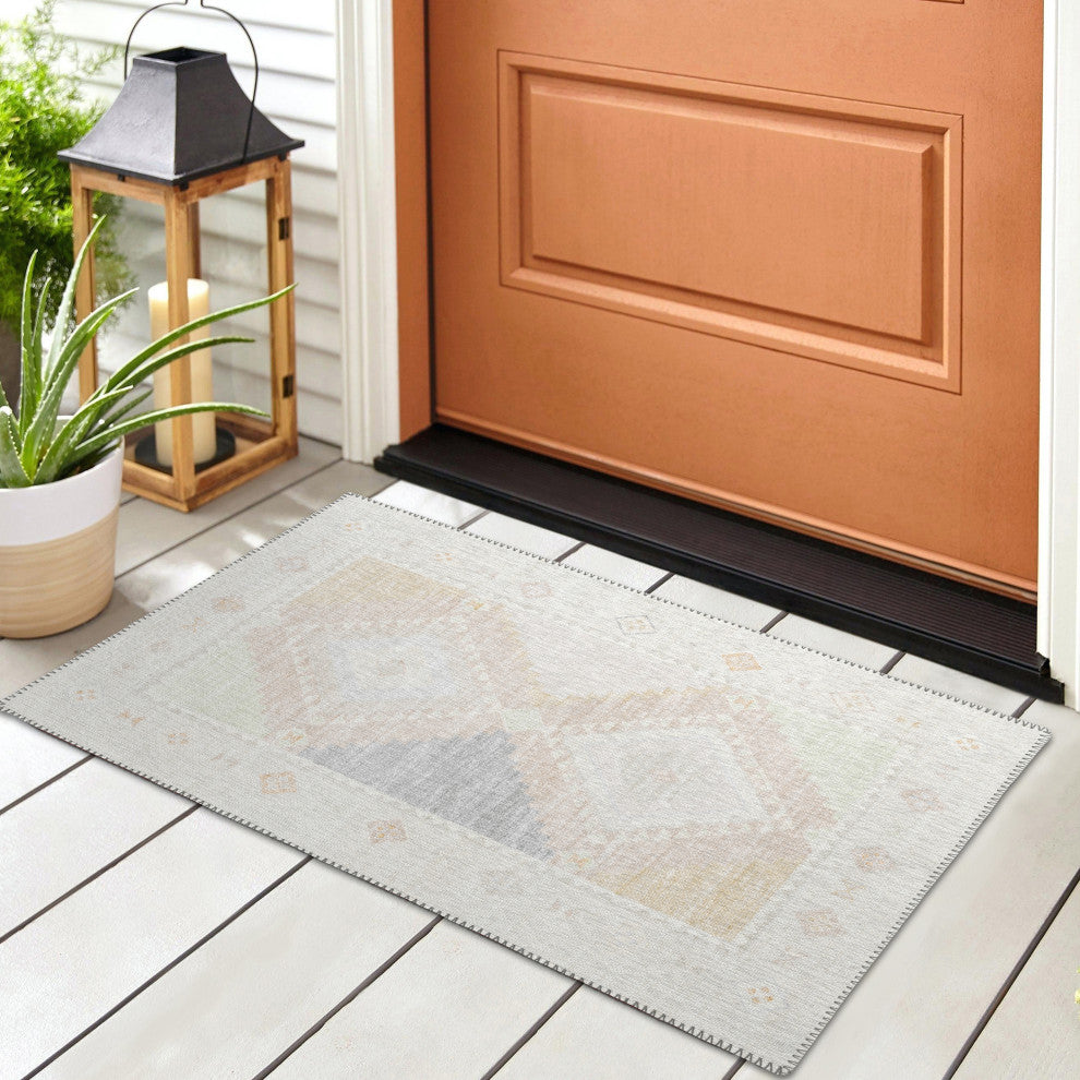 Indoor/Outdoor Phoenix PH2 Ivory Machine Washable 1'8" x 2'6" Rug