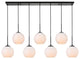 Elegant LD2231BK Baxter 7 Lights Black Pendant With Frosted White Glass