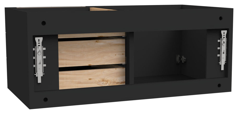 CastelloUSA Alpine 36" Wall Mounted Vanity, Base Only, Black, Brushed Nickel