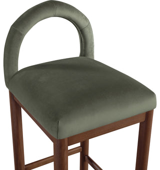 Conrad Upholstered Bar and Counter Stool, Green, Velvet, Brown