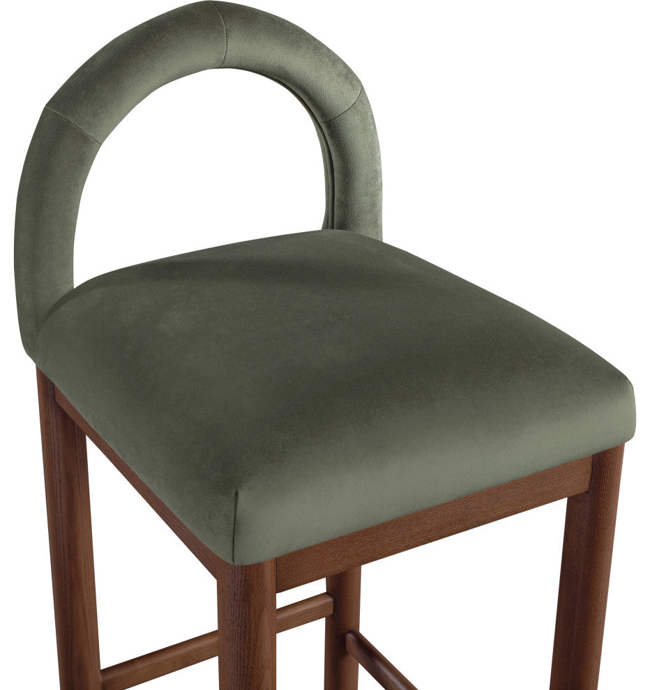 Conrad Upholstered Bar and Counter Stool, Green, Velvet, Brown