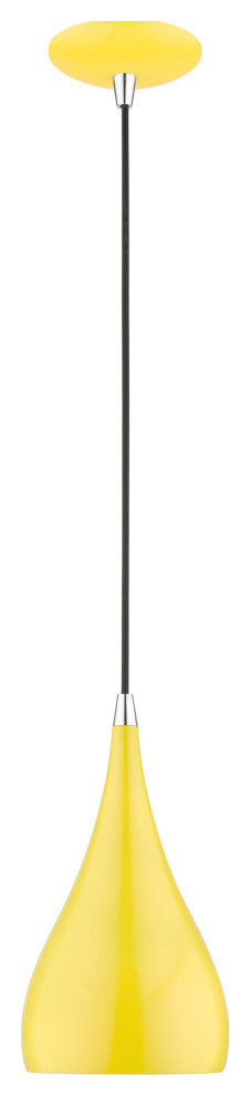 Amador 1 Light Shiny Yellow With Polished Chrome Accents Mini Pendant