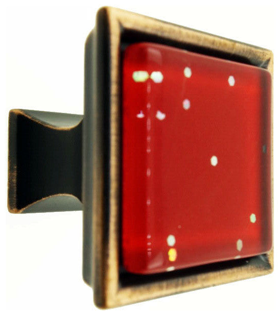 Red Iridescent Dots Crystal Glass Oil Rubbed Bronze Madison Classic Knob