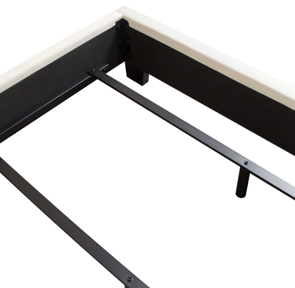 Vogue Queen Bed, Light Cream Velvet