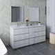 Fresca Formosa Modern 72" Rustic White Double Sink Vanity Set, Faucet Fft9161bn