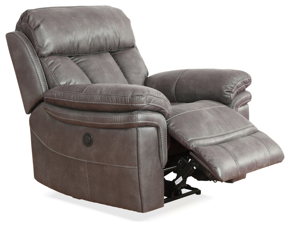 Estelle Power Recliner Chair, Gunmetal Fabric