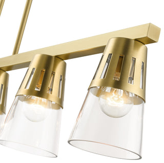 5 Light Natural Brass Large Linear Chandelier
