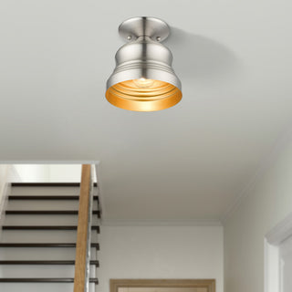 Livex Lighting Endicott 1-Light Brushed Nickel Bell Petite, Semi-Flush