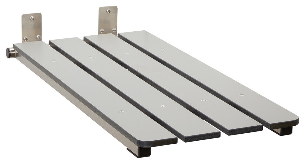Hermosa 32"x13.5" Back Wall-Mount Folding Tub Seat With 3" Slats, Gray