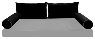 STYLE V2 Twin Velvet ContrastPipe Indoor Daybed Bolster Pillow |COVER ONLY|AD374