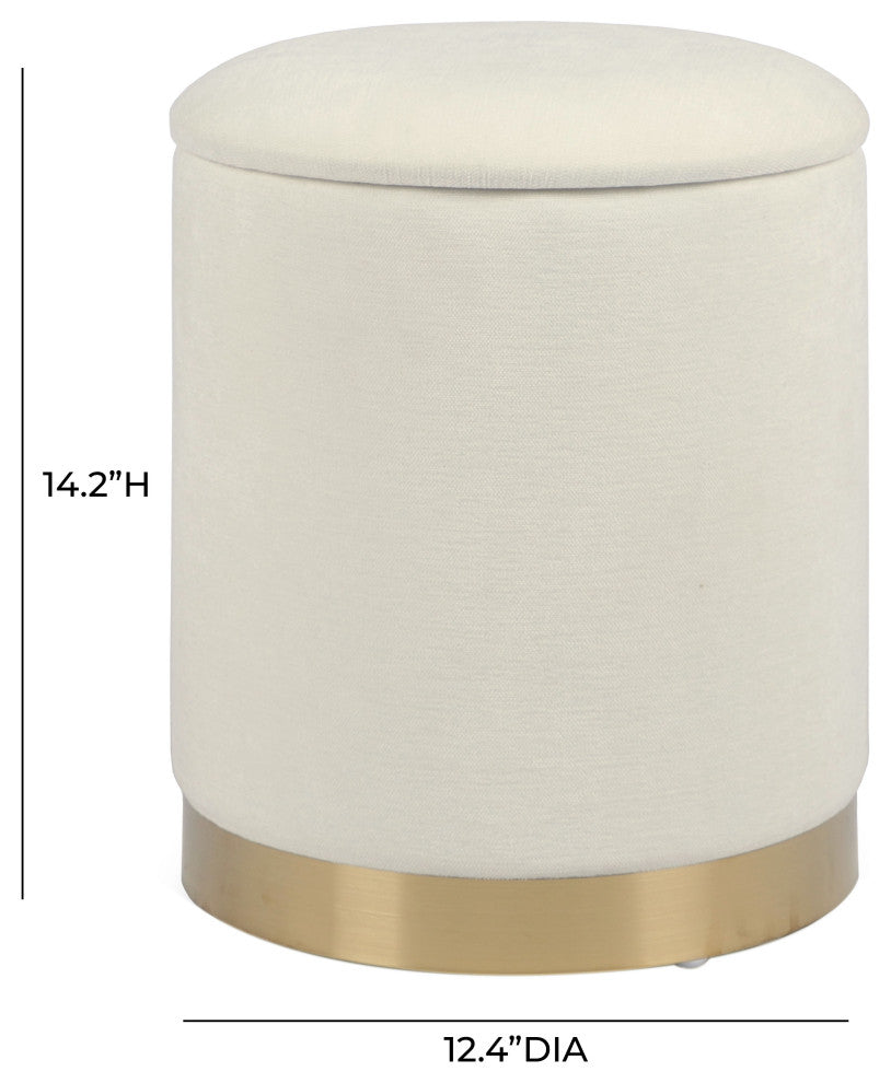 Zoe Cream Chenille Storage Ottoman