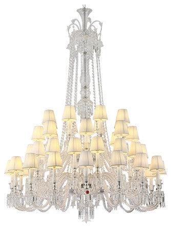 Baccarat Design Crystal Chandelier Lighting, White, 48 Lights