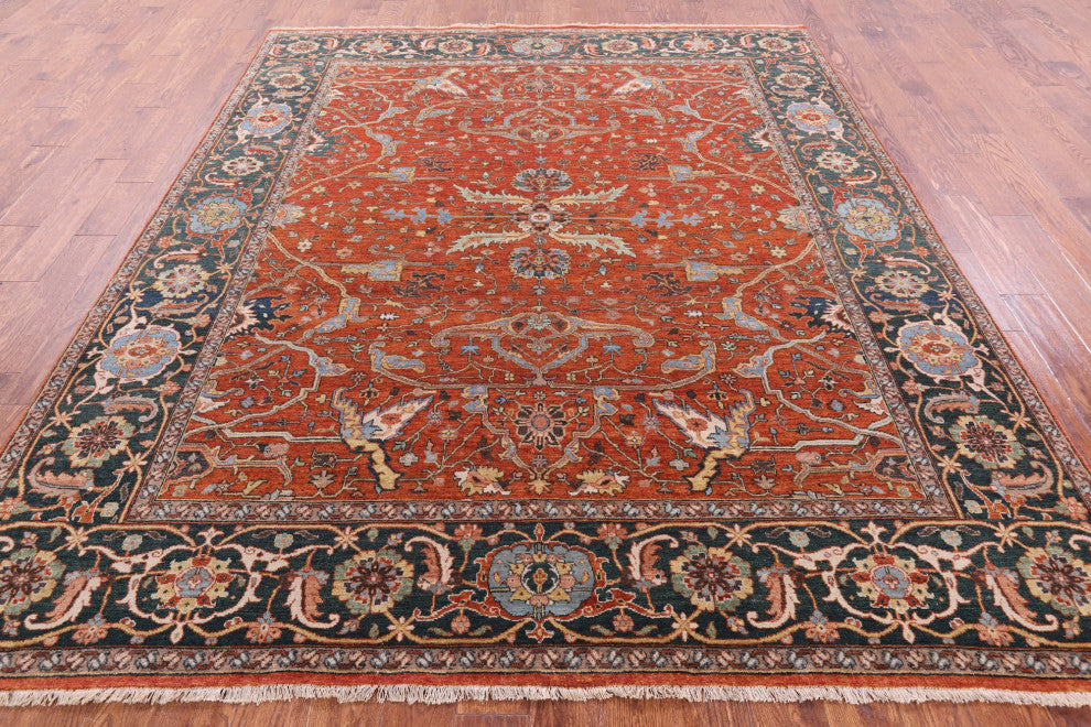 Persian Fine Serapi Hand-Knotted Wool Rug 7' 11" X 9' 2" - Q16037