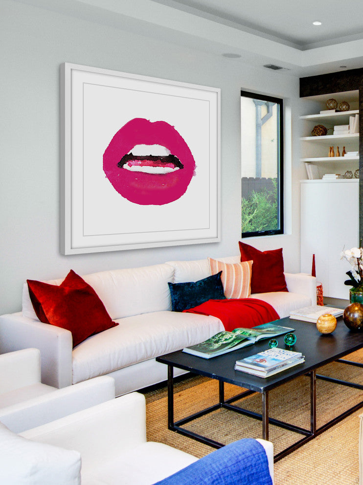 Marmont Hill, "Lips Colors Pink" by Amanda Greenwood Framed Painting, 32x32