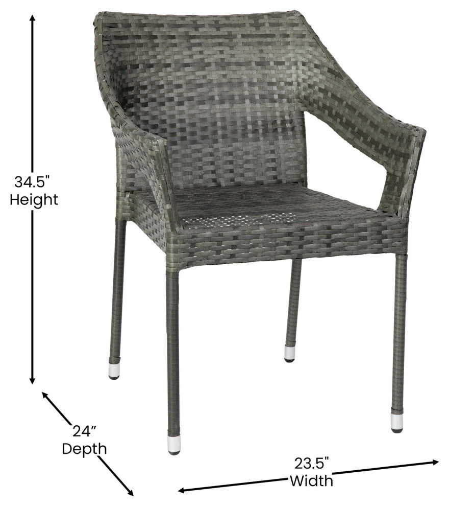 Ethan Commercial Grade All Weather PE Rattan Wicker Patio Stacking Dining Chair, Gray