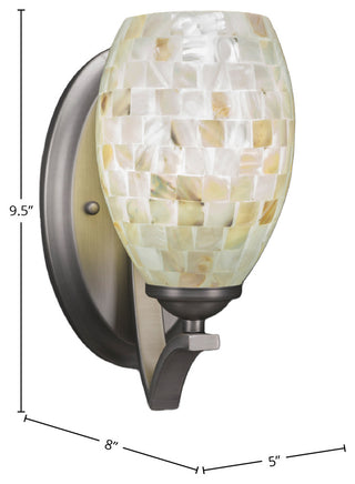 Zilo Wall Sconce, Graphite, 5" Ivory Glaze Seashell Glass