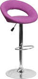 Estella Purple Vinyl Round-Orbit Back Swivel Adjustable Barstool
