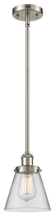 Small Cone 1-Light Pendant, Brushed Satin Nickel, Clear
