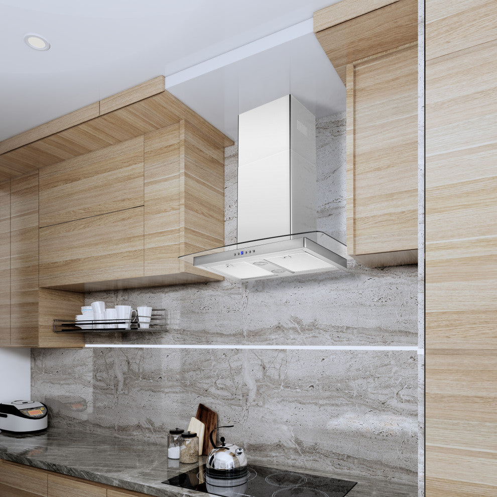 Blue Ocean 30" RHKQ2 Tempered Glass Stainless Steel Wall Mount Range Hood