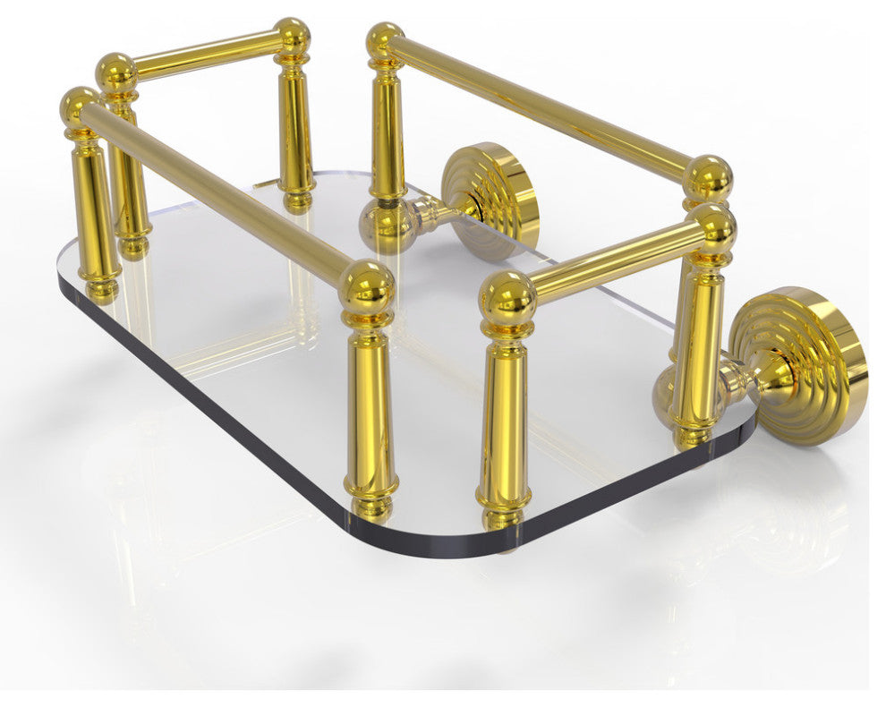 Waverly Place Wall-Mount Glass Guest Towel Tray, Polished Brass