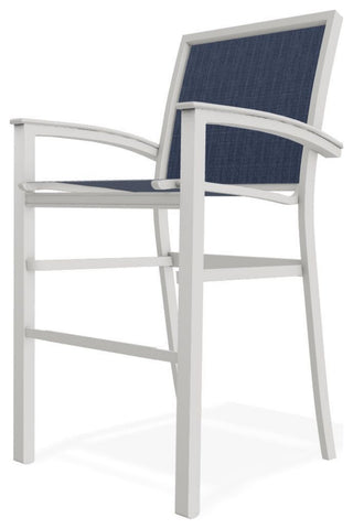 Bazza Sling Bar Height Stackable Outdoor Stool, Mavi/Snow