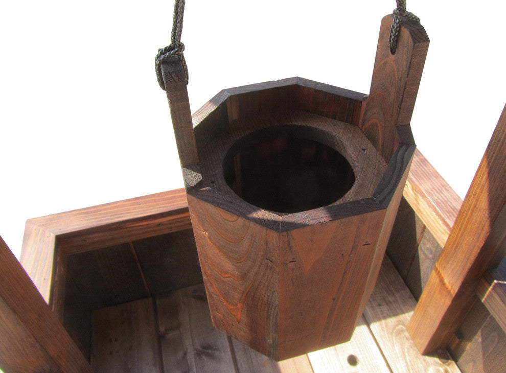 SamsGazebos Wishing Well Style Wood Planter with Composite Shingle Roof 4-1/2 ft