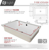 STYLISH 24" Rectangular Undermount Ceramic Bathroom Sink With 2 Overflow Finishe