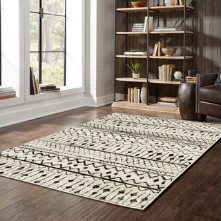 Garson Tribal Distressed Area Rug, Ivory, 7'10"x10'