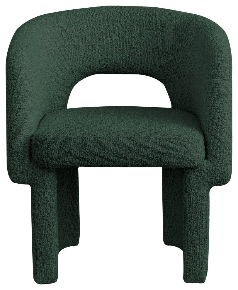 Emmet Boucle Fabric Dining Chair / Accent Chair, Green, Boucle Fabric