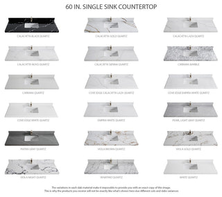 Parker 60" Single Sink Bath Vanity, Black 2" Calacatta Sienna