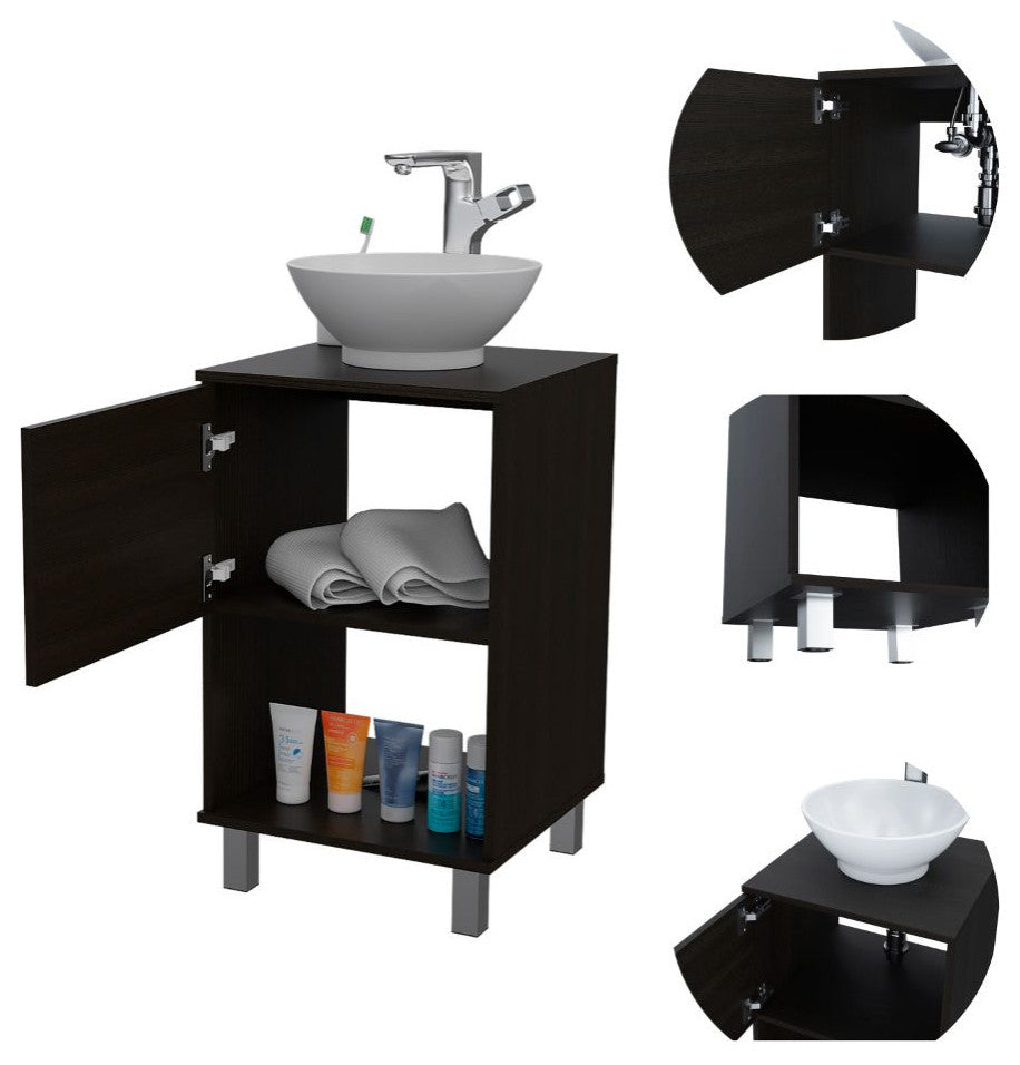 DEPOT E-SHOP Pittsburgh Single Bathroom Vanity with Sink, Black