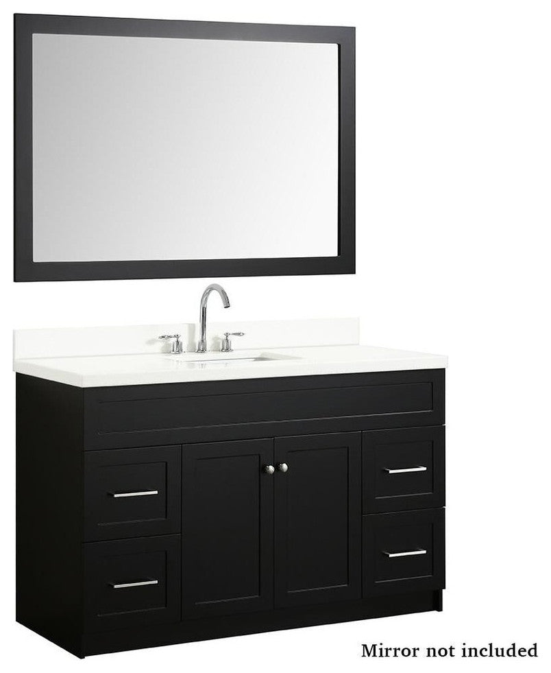 Ariel Hamlet 55" Black Modern Single Sink Vanity Set, No Mirror