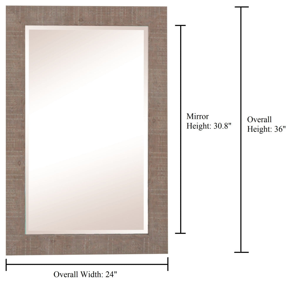 Mirror, Wood Frame Shallow Brown Texture