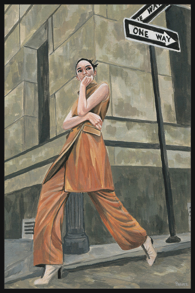 "Corner Street Fashion II" Floater Framed Painting Print on Canvas, 40"x60"