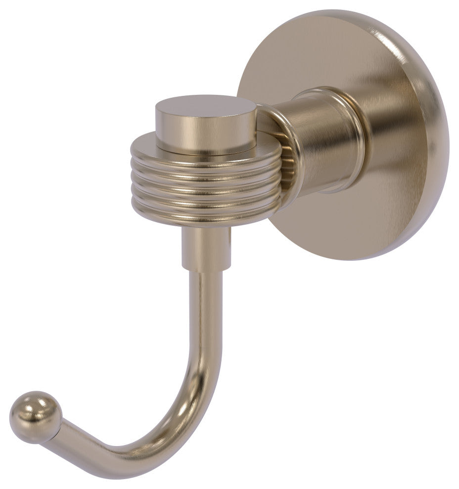 Continental Robe Hook With Groovy Accents, Antique Pewter
